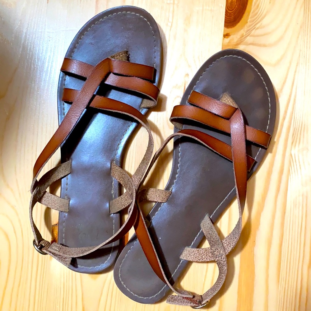 Faded Glory Brown faux leather sandals